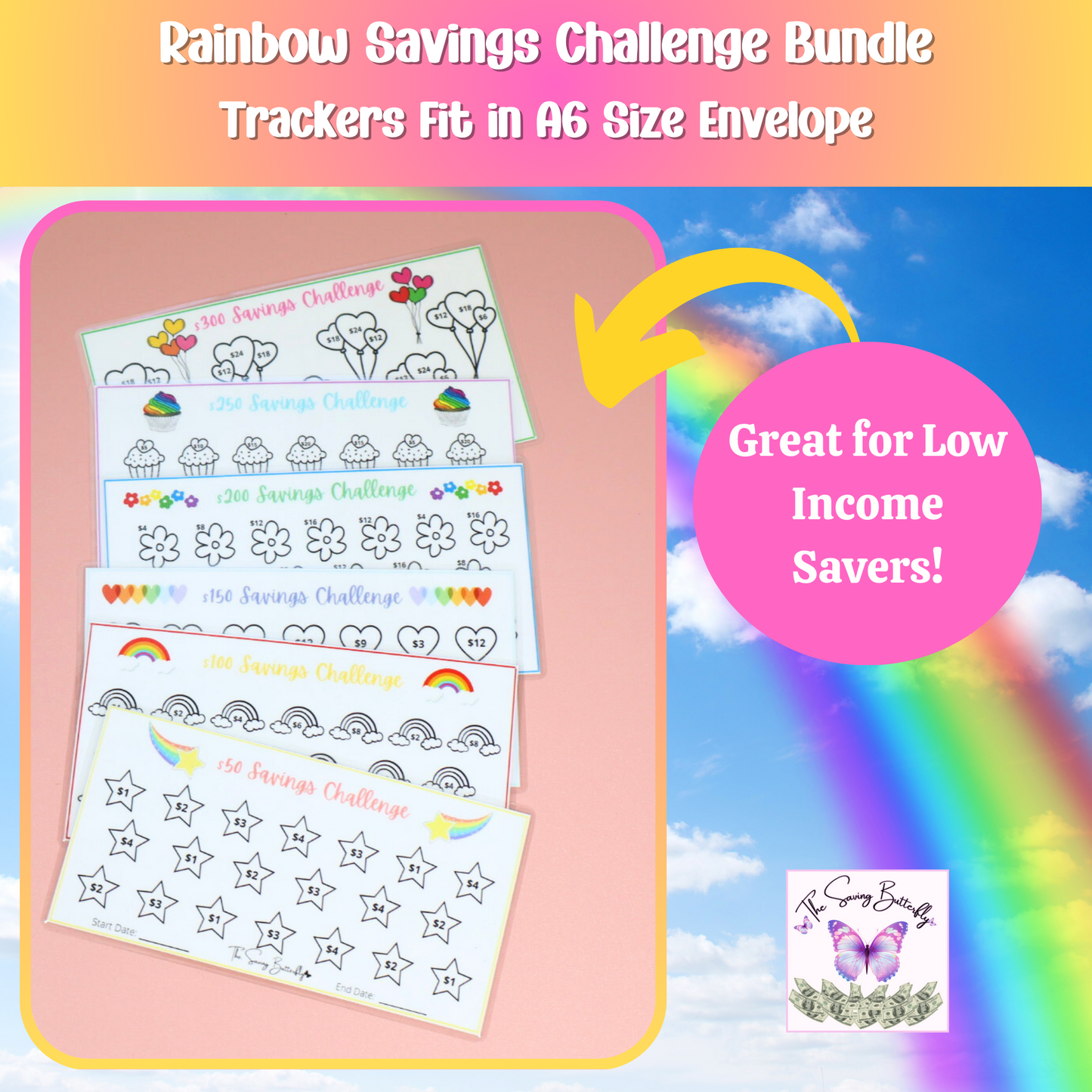 Rainbow Savings Challenge Bundle Set A6 Size