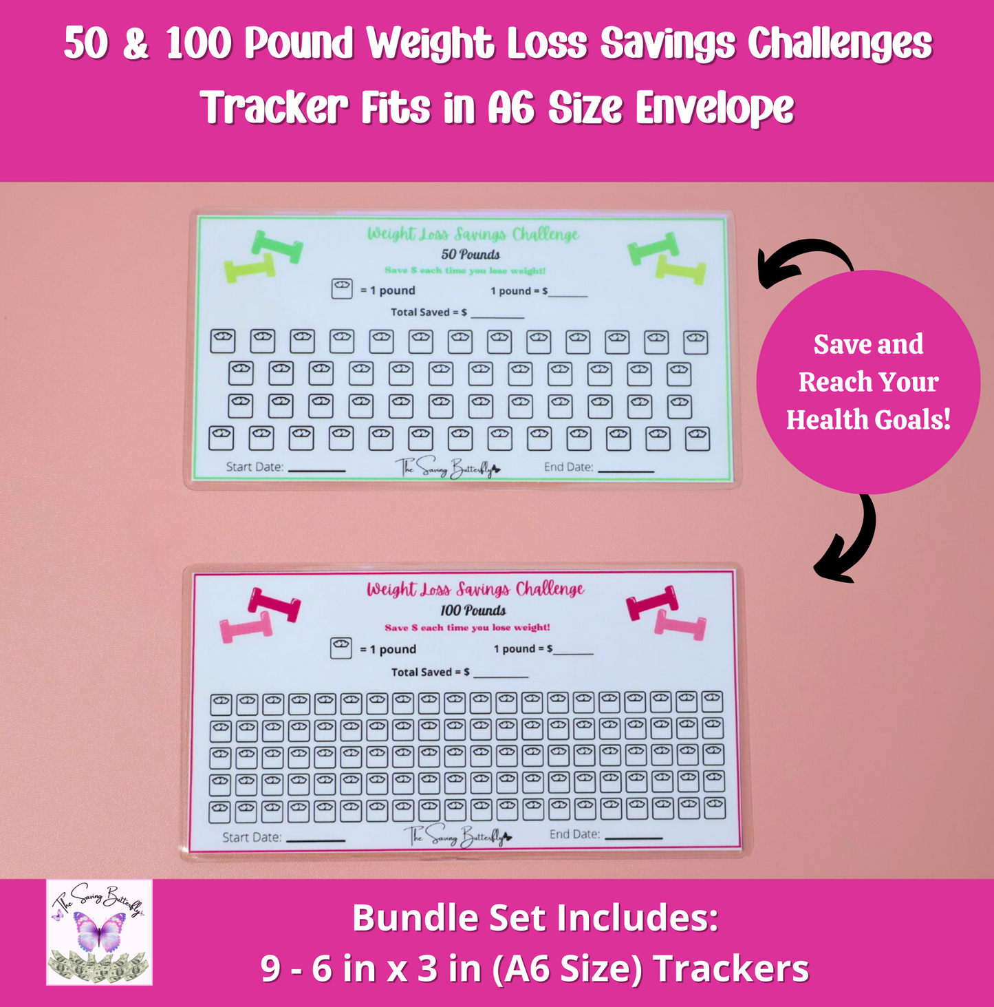 Health Savings Tracker Bundle Set A6 Size