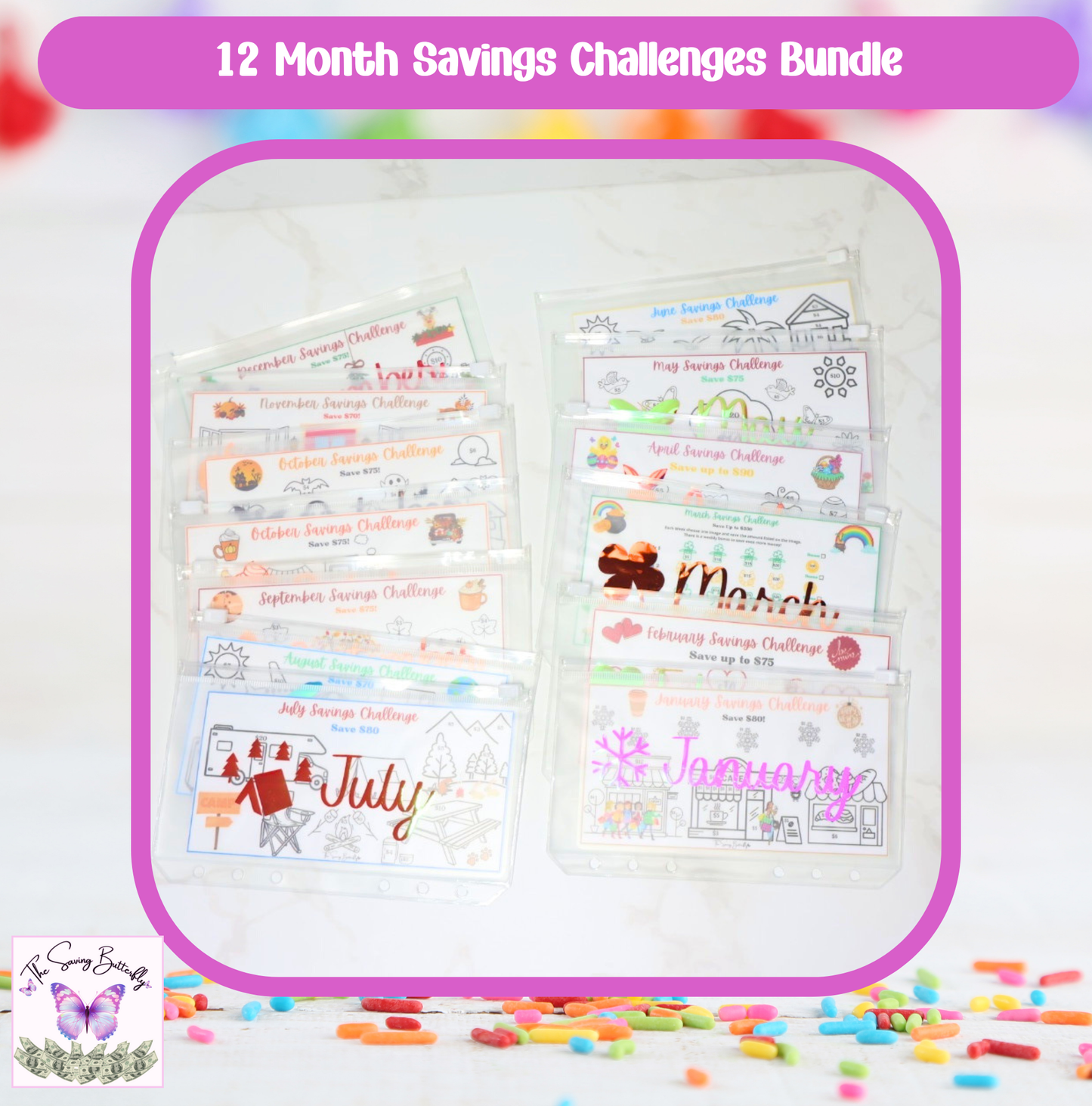 12 Month Savings Challenge Tracker Bundle