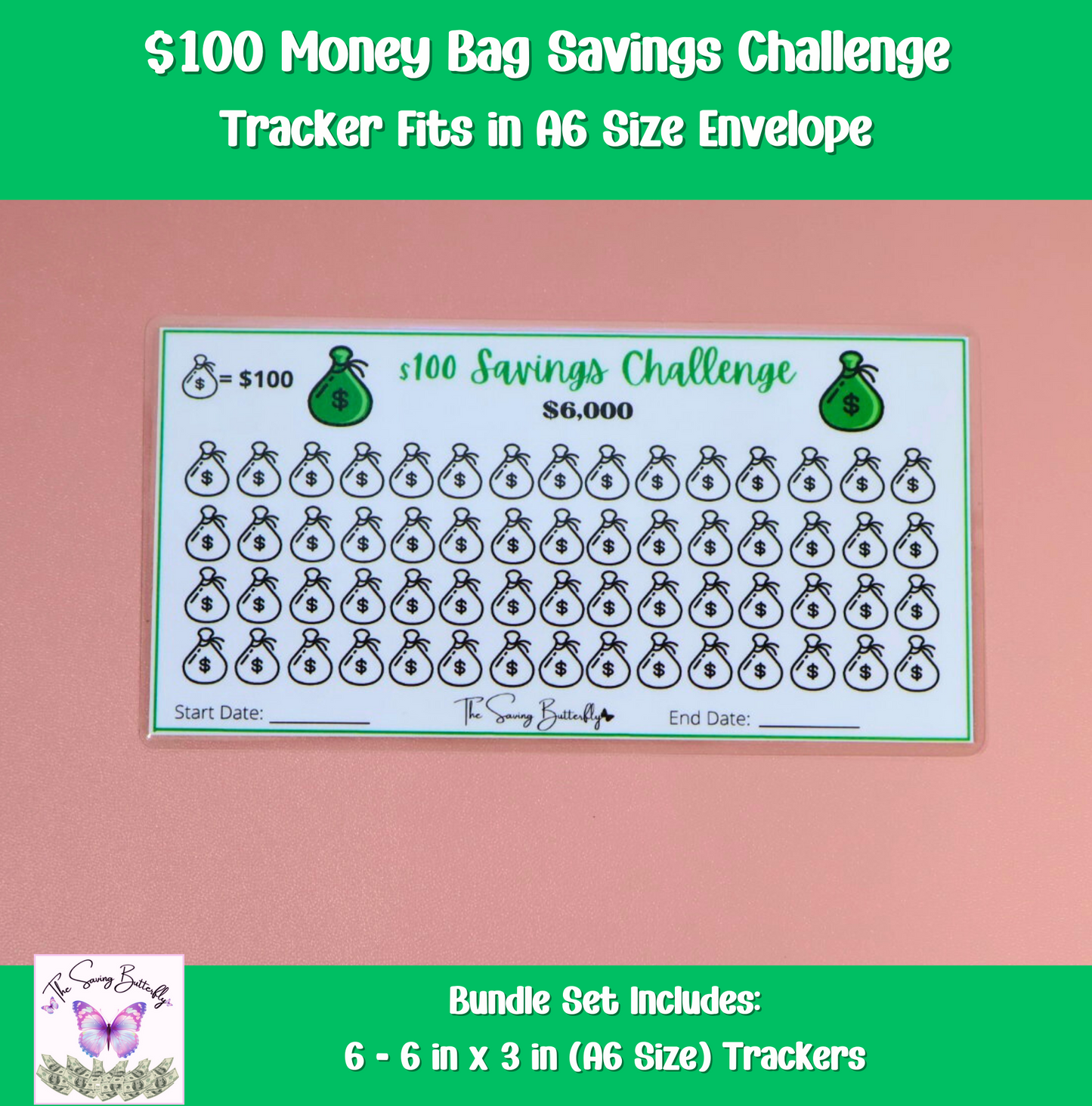 Money Bag Savings Challenge Bundle Set A6 Size