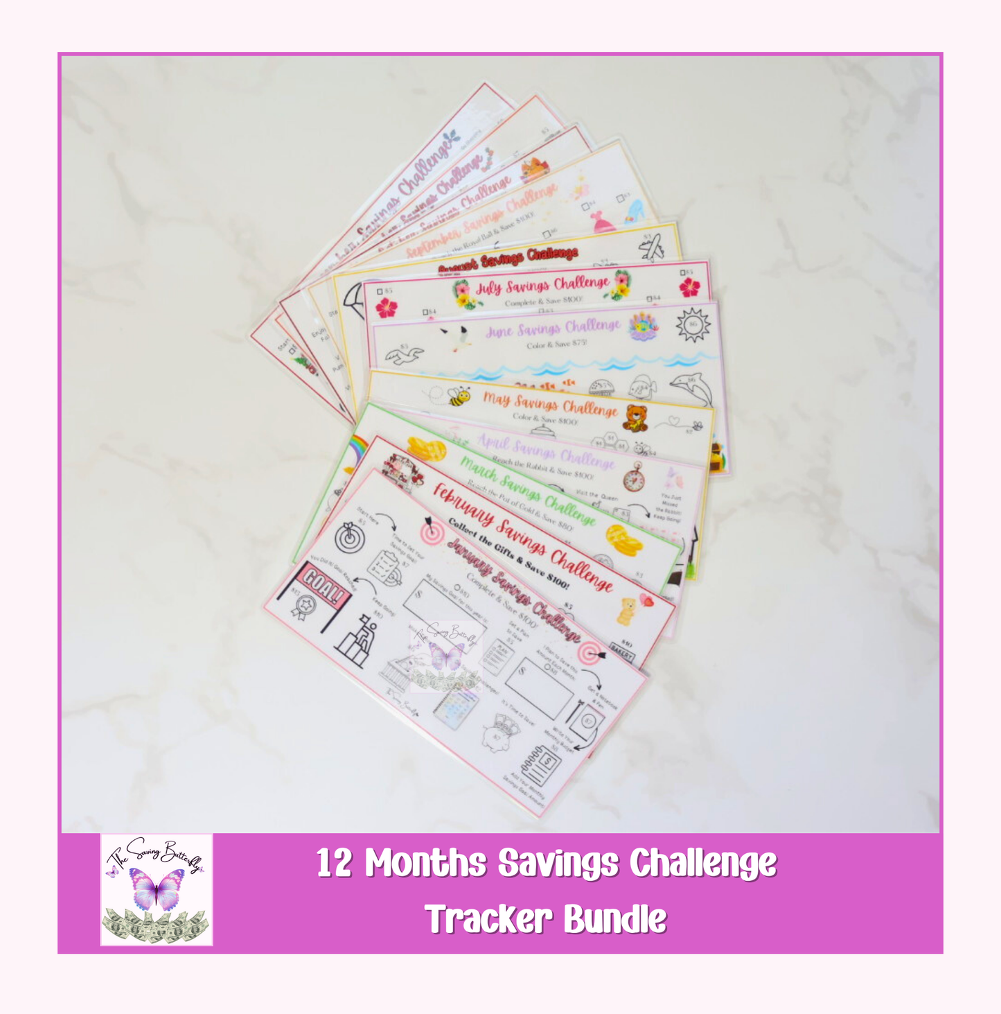 12 Month Savings Challenge Tracker Bundle