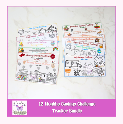 12 Month Savings Challenge Tracker Bundle