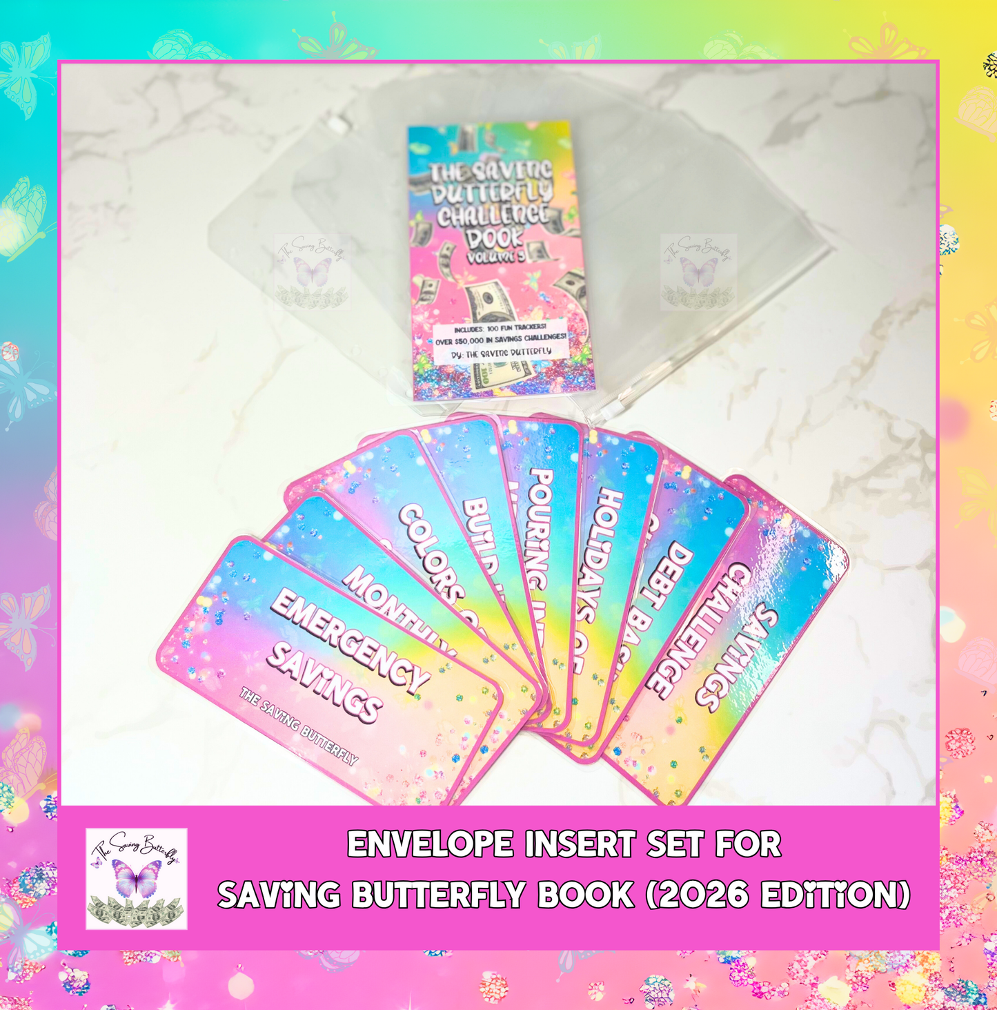 Cash Envelope Insert Set For the Saving Butterfly Challenge Book 2026