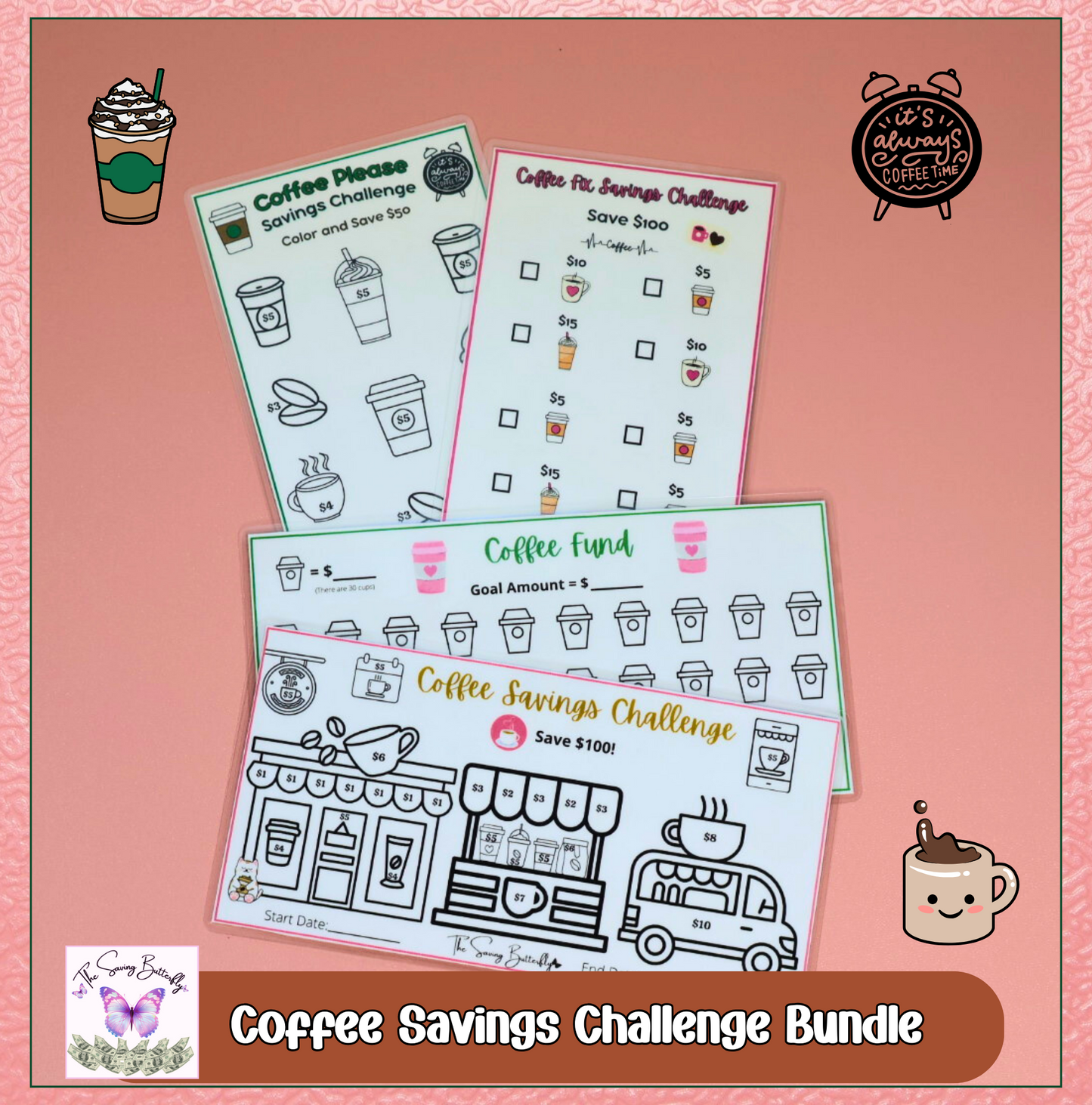 Coffee Savings Challenge Bundle Set A6 Size