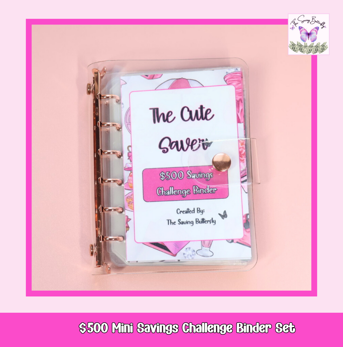 $500 Cute Saver - Mini Savings Challenge Binder Set