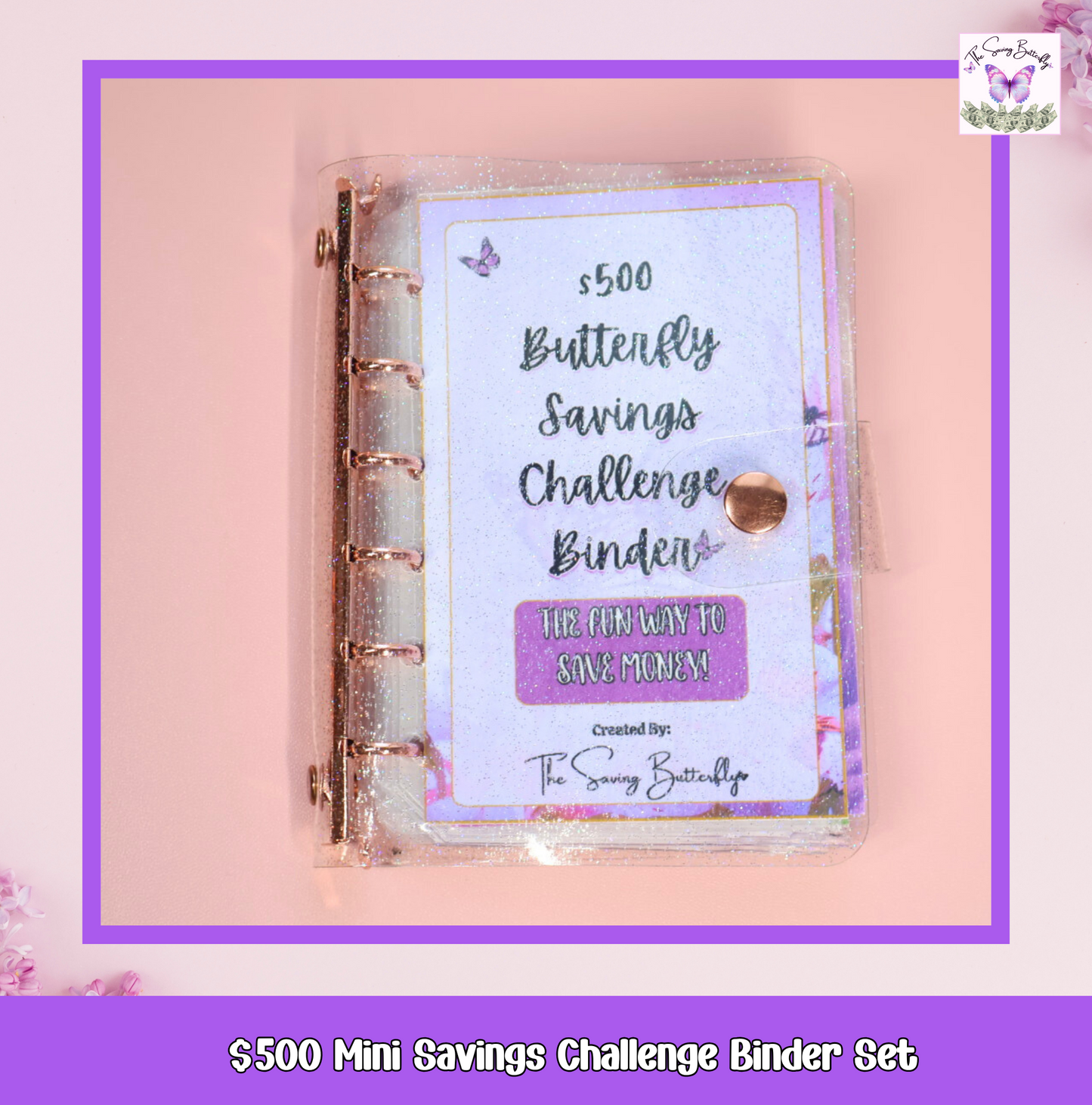 $500 Mini Butterfly Savings Challenge Binder Set