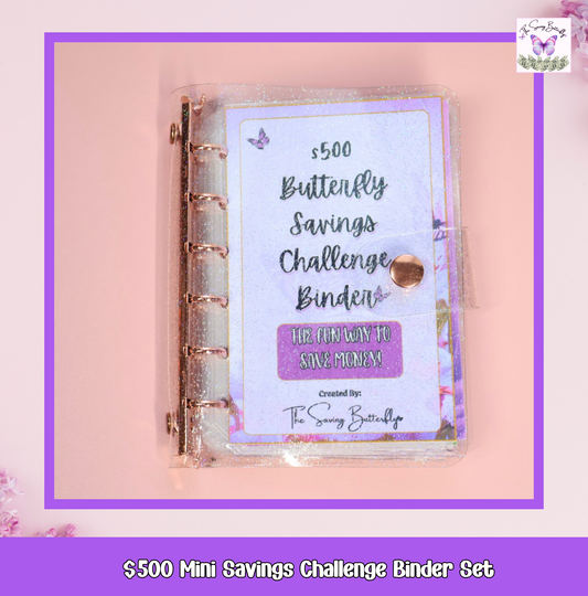 $500 Mini Butterfly Savings Challenge Binder Set