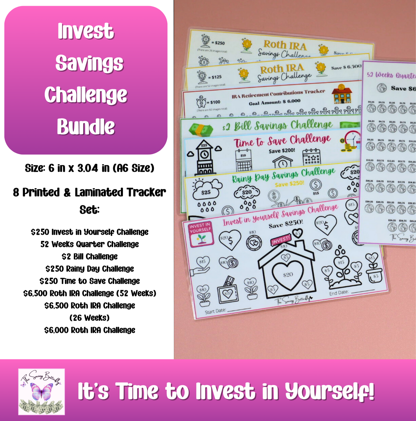 Invest Savings Challenge Bundle Set A6 Size