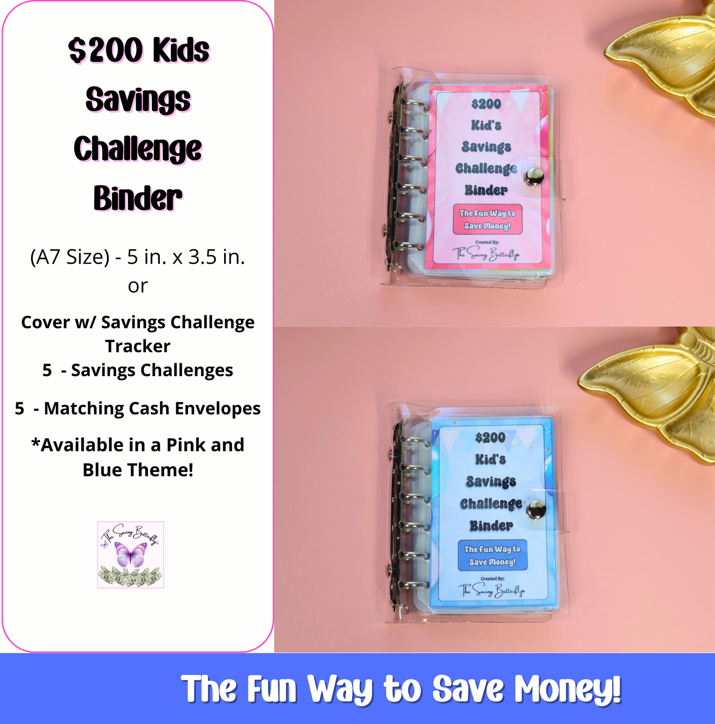 $200 Mini Kids Savings Challenge Binder Set