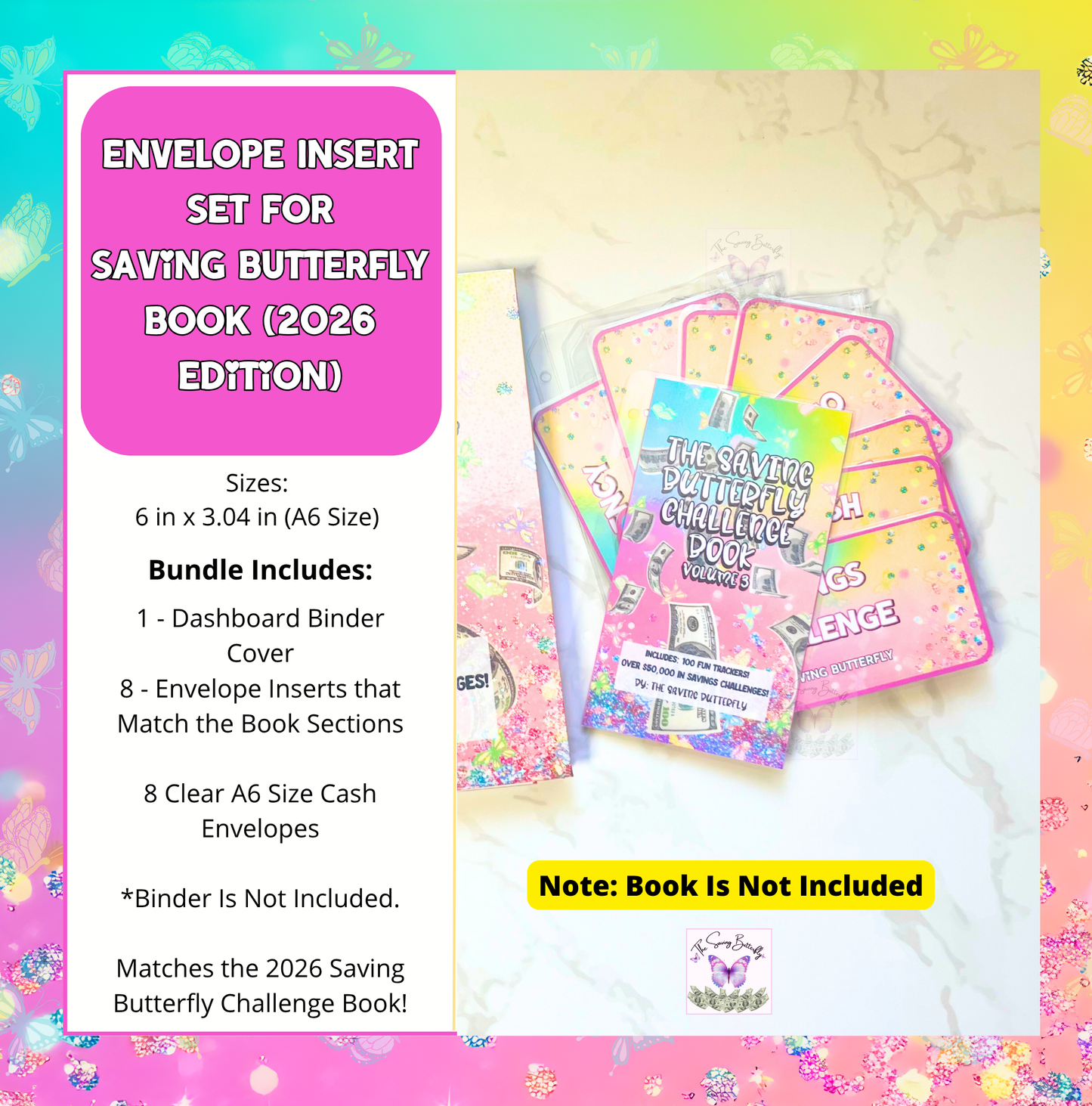 Cash Envelope Insert Set For the Saving Butterfly Challenge Book 2026
