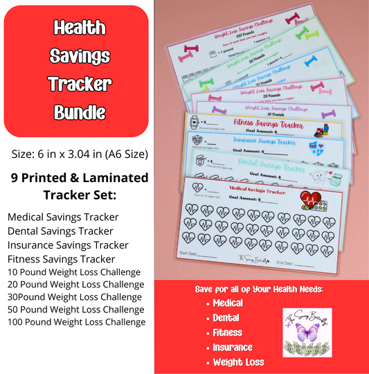 Health Savings Tracker Bundle Set A6 Size