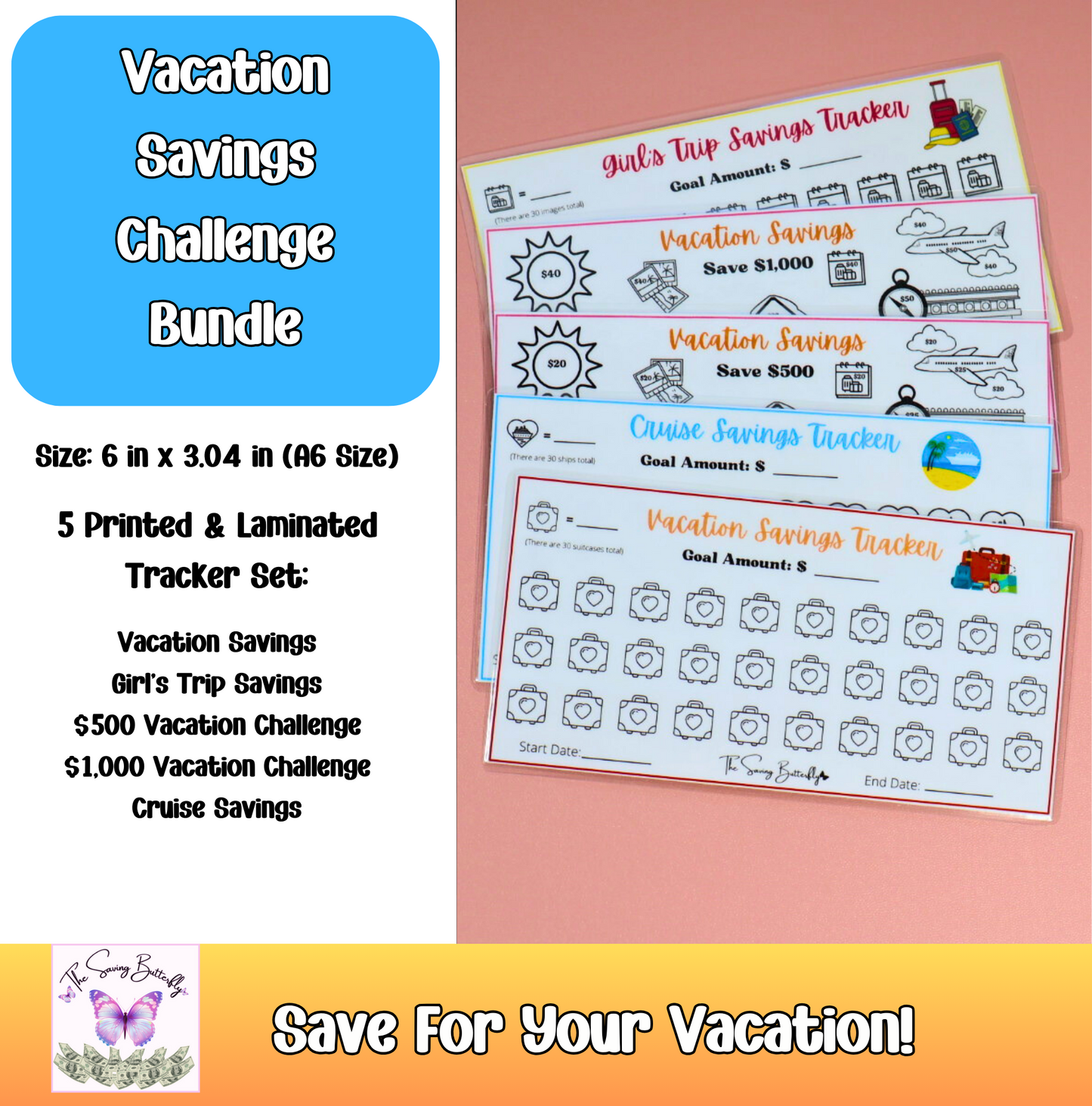 Vacation Savings Challenge Bundle Set A6 Size