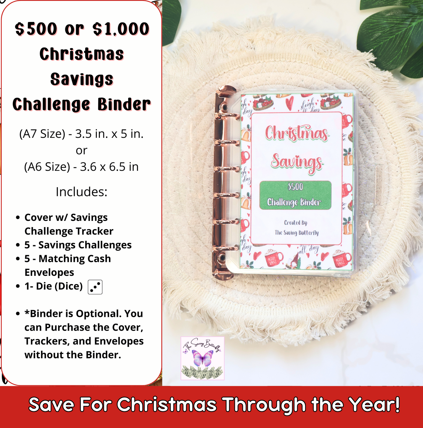 Christmas Savings Challenge Binder Set