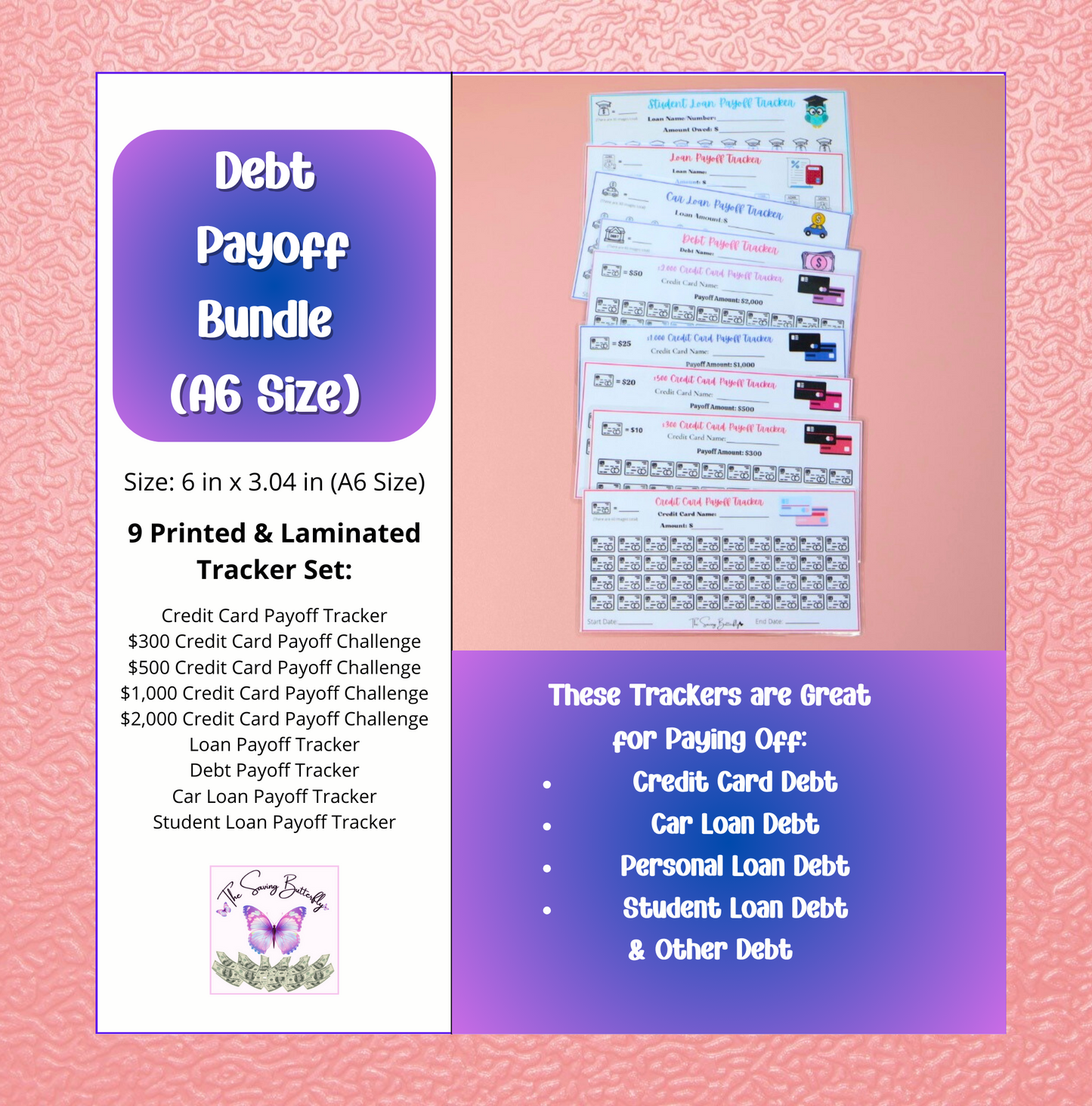 Debt Payoff Savings Tracker Bundle Set A6 Size