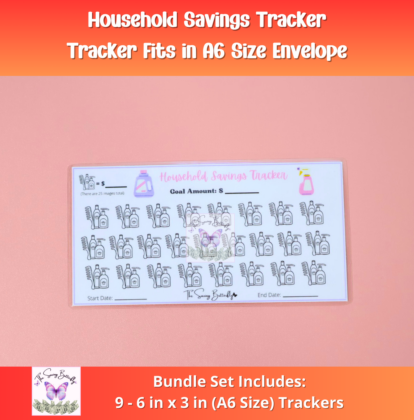 Household Savings Tracker Bundle Set A6 Size