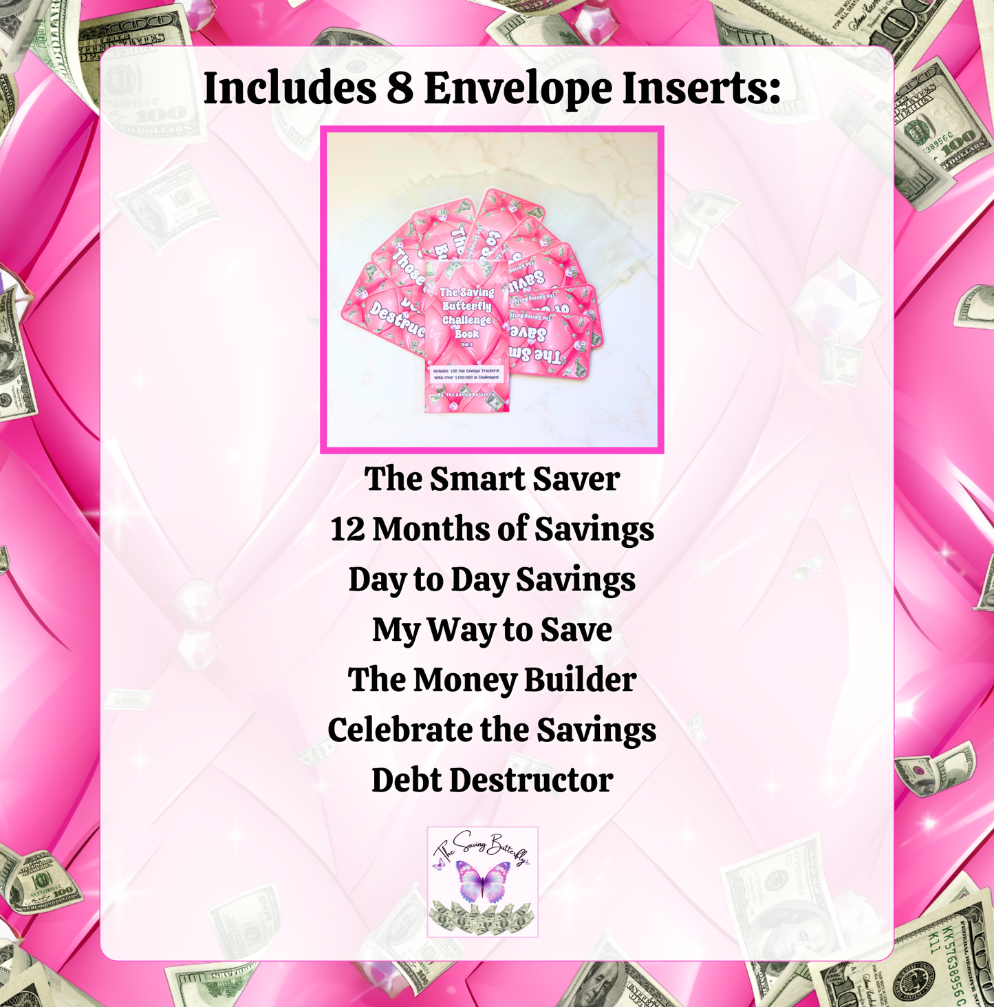 Cash Envelope Insert Set For Saving Butterfly Challenge Book 2025