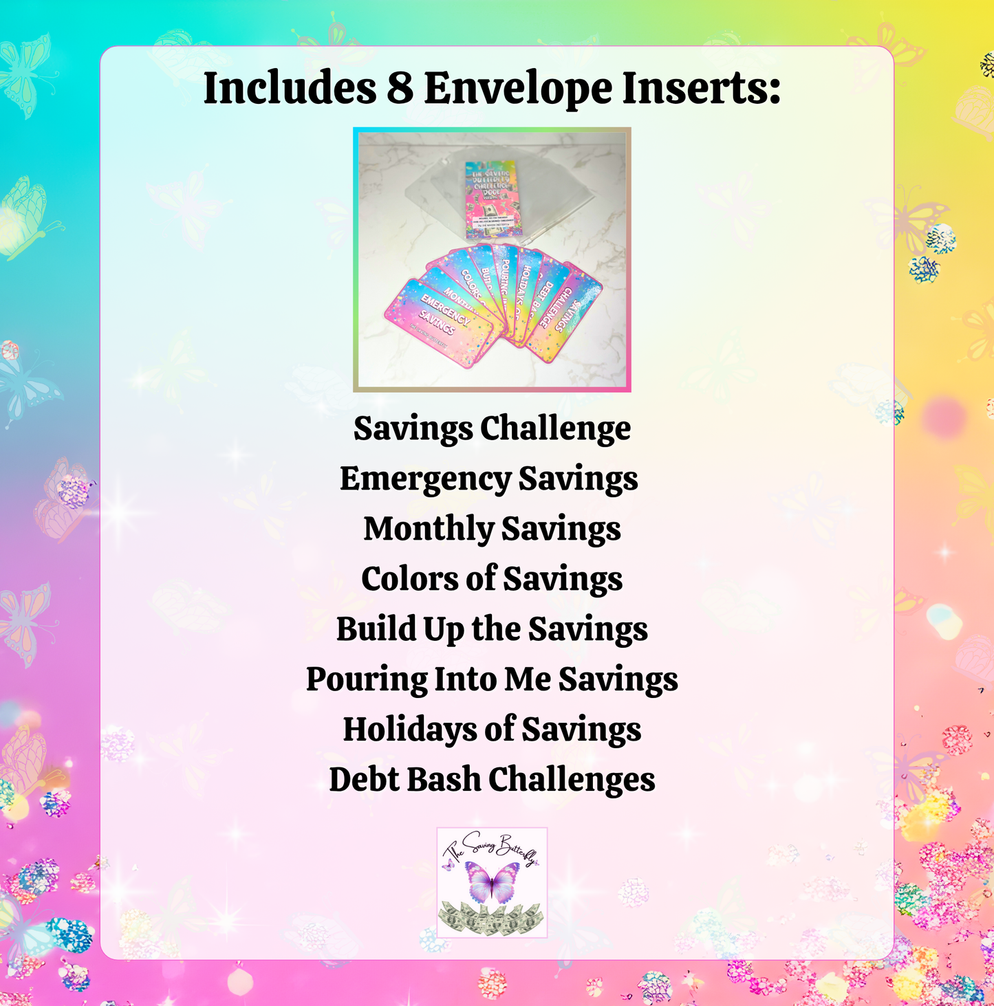 Cash Envelope Insert Set For the Saving Butterfly Challenge Book 2026