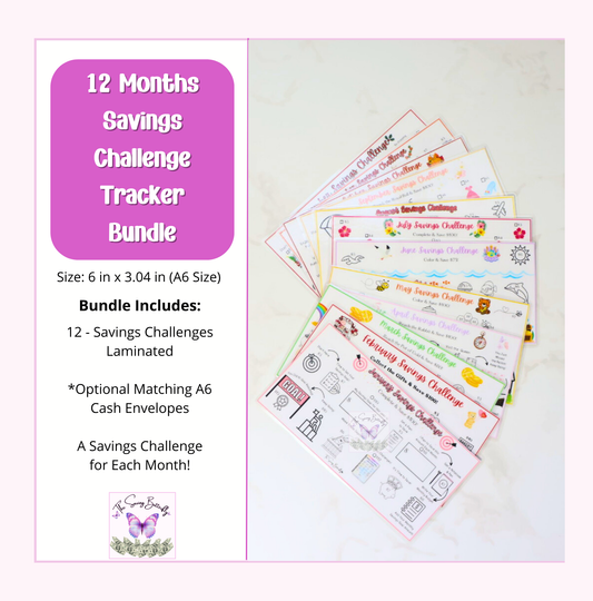 12 Month Savings Challenge Tracker Bundle