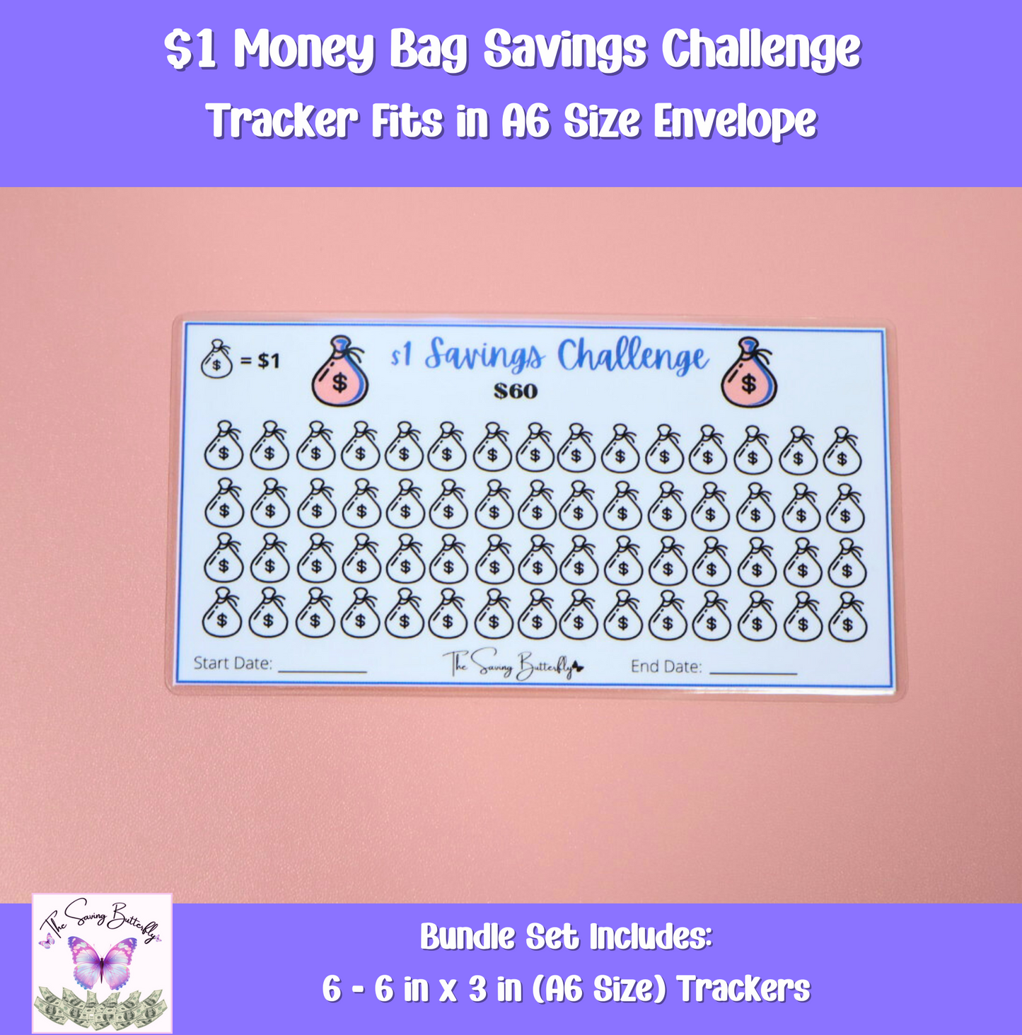 Money Bag Savings Challenge Bundle Set A6 Size