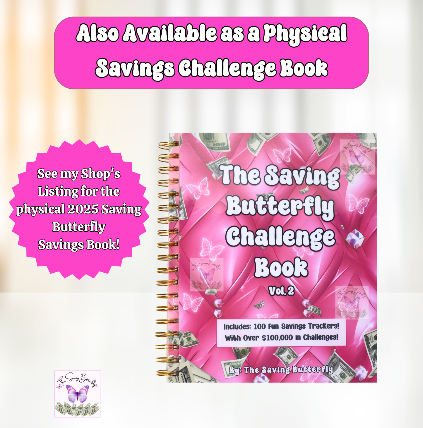 Cash Envelope Insert Set For Saving Butterfly Challenge Book 2025