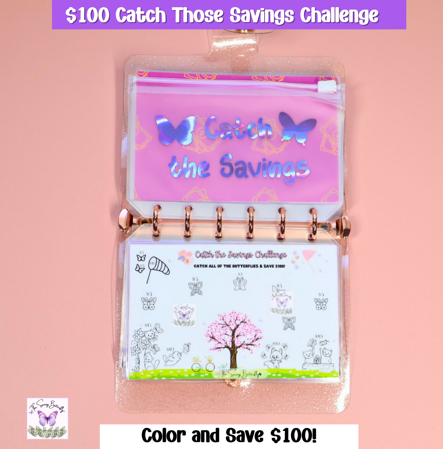 $500 Mini Butterfly Savings Challenge Binder Set