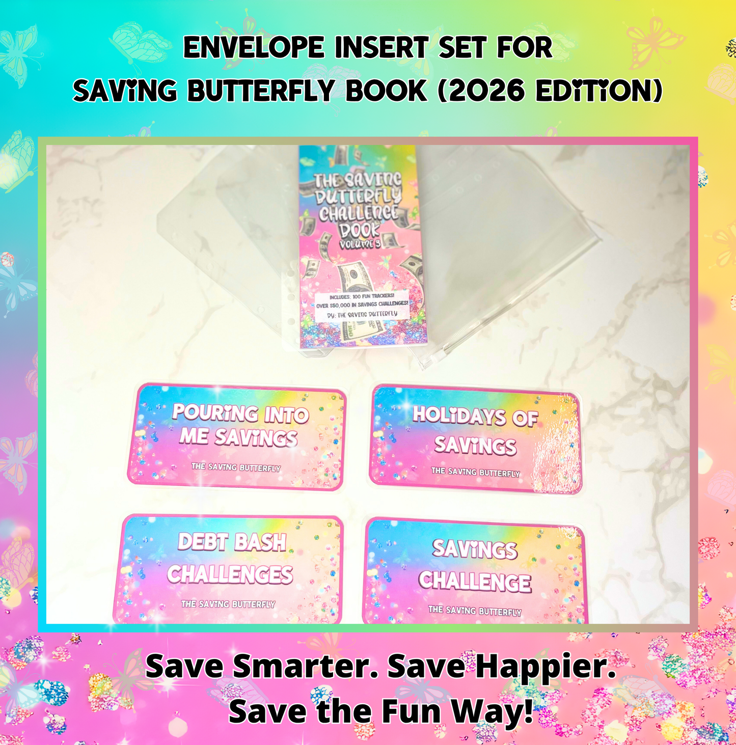 Cash Envelope Insert Set For the Saving Butterfly Challenge Book 2026