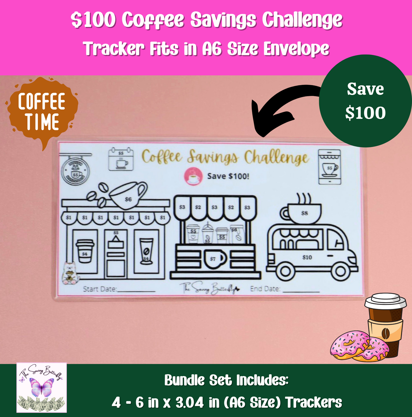 Coffee Savings Challenge Bundle Set A6 Size