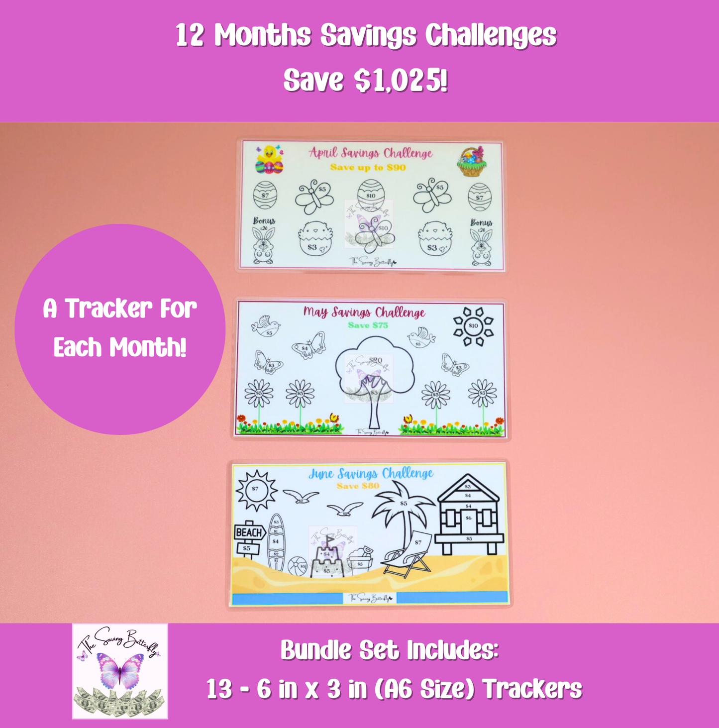 12 Month Savings Challenge Tracker Bundle