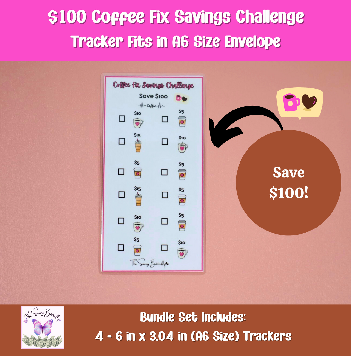 Coffee Savings Challenge Bundle Set A6 Size