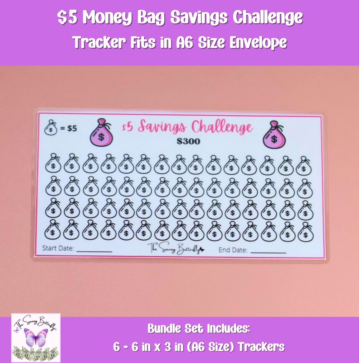 Money Bag Savings Challenge Bundle Set A6 Size