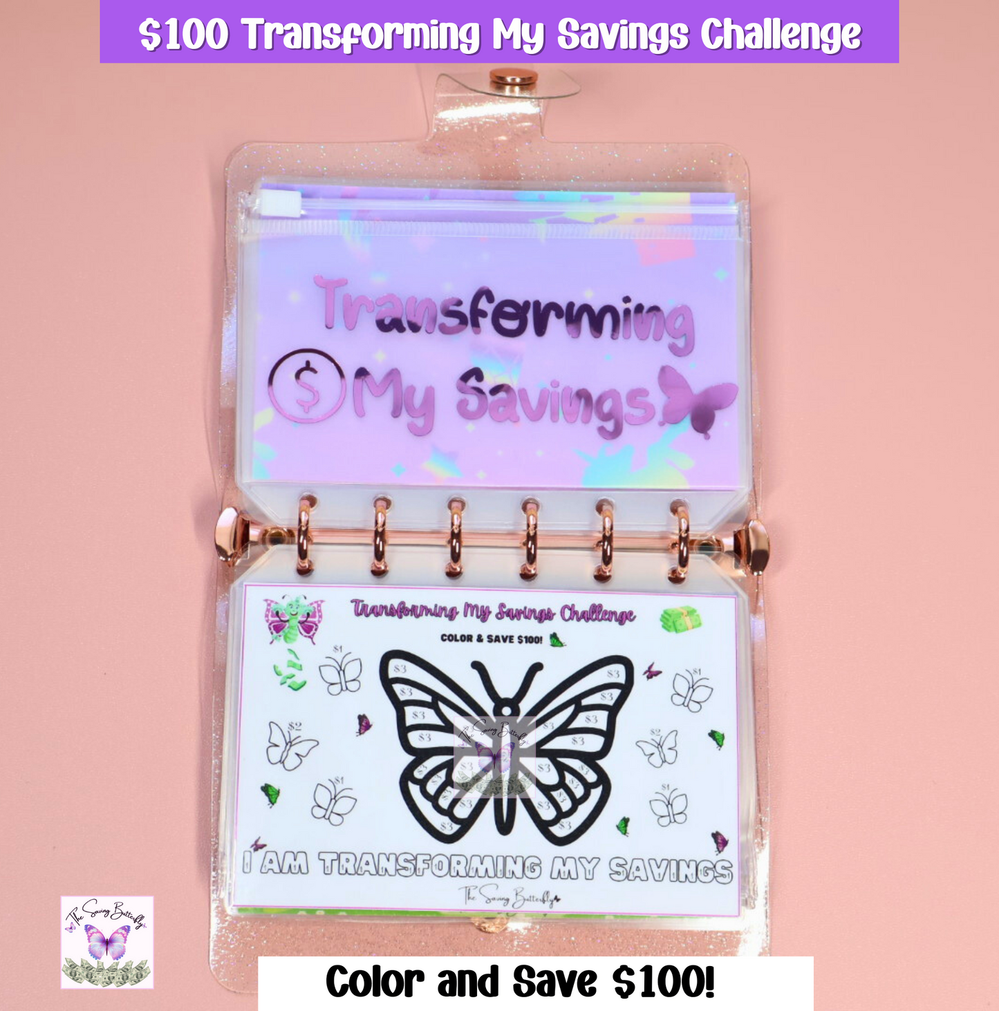 $500 Mini Butterfly Savings Challenge Binder Set