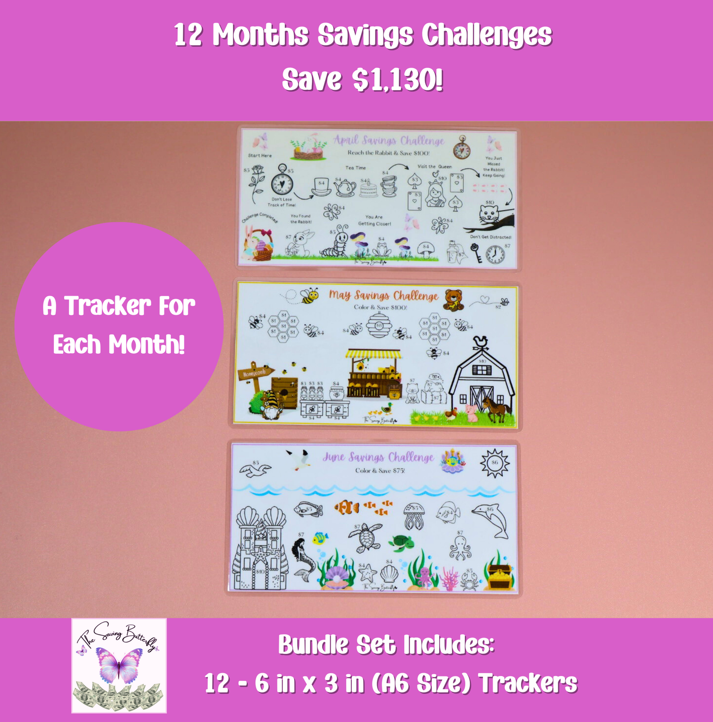 12 Month Savings Challenge Tracker Bundle