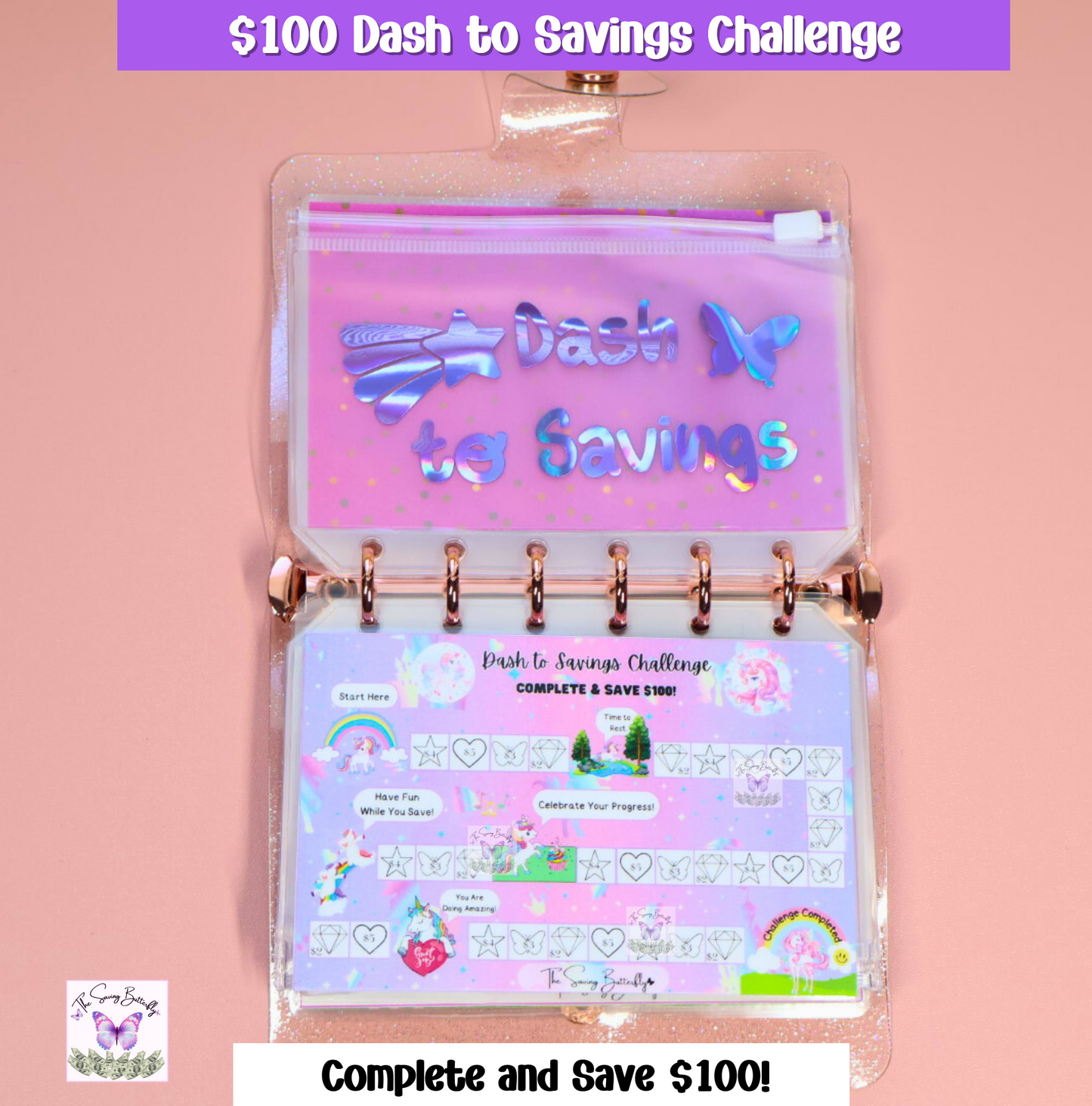 $500 Mini Butterfly Savings Challenge Binder Set