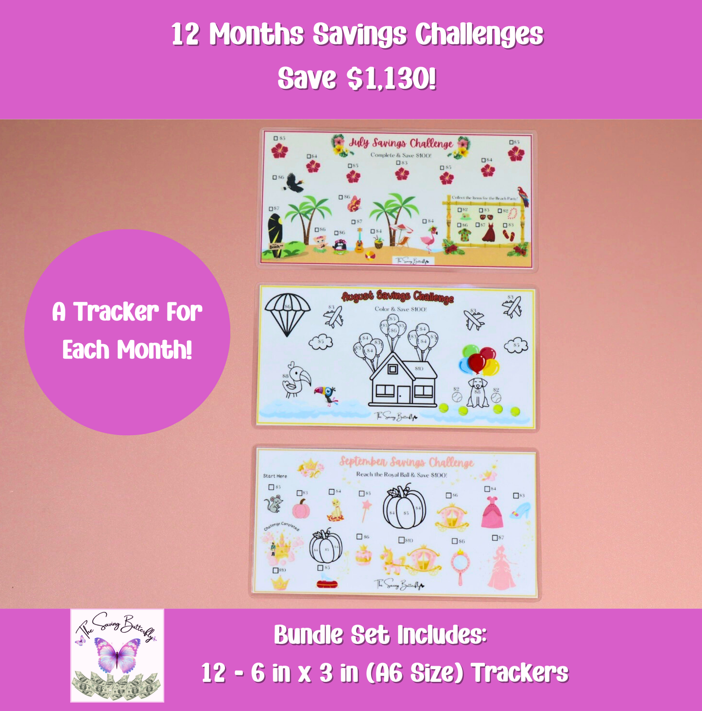 12 Month Savings Challenge Tracker Bundle