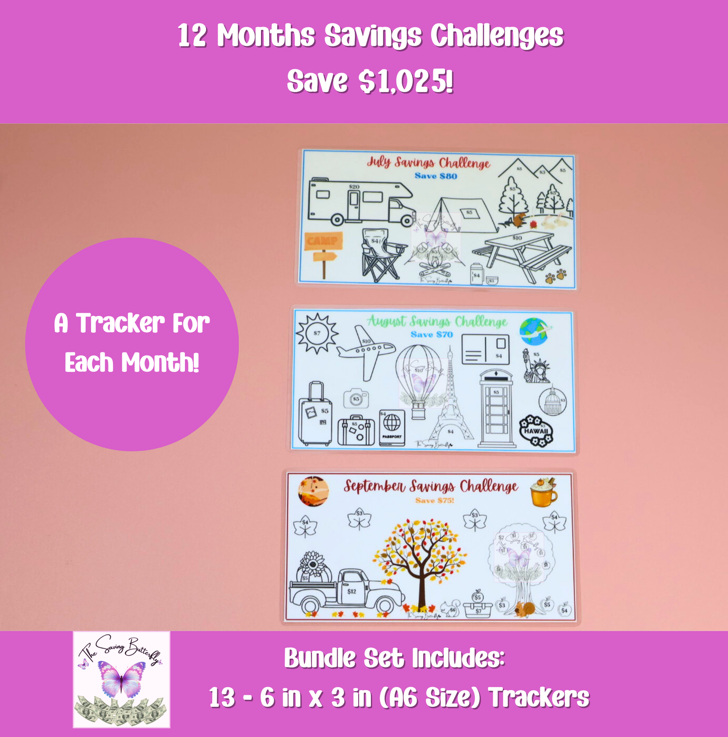 12 Month Savings Challenge Tracker Bundle