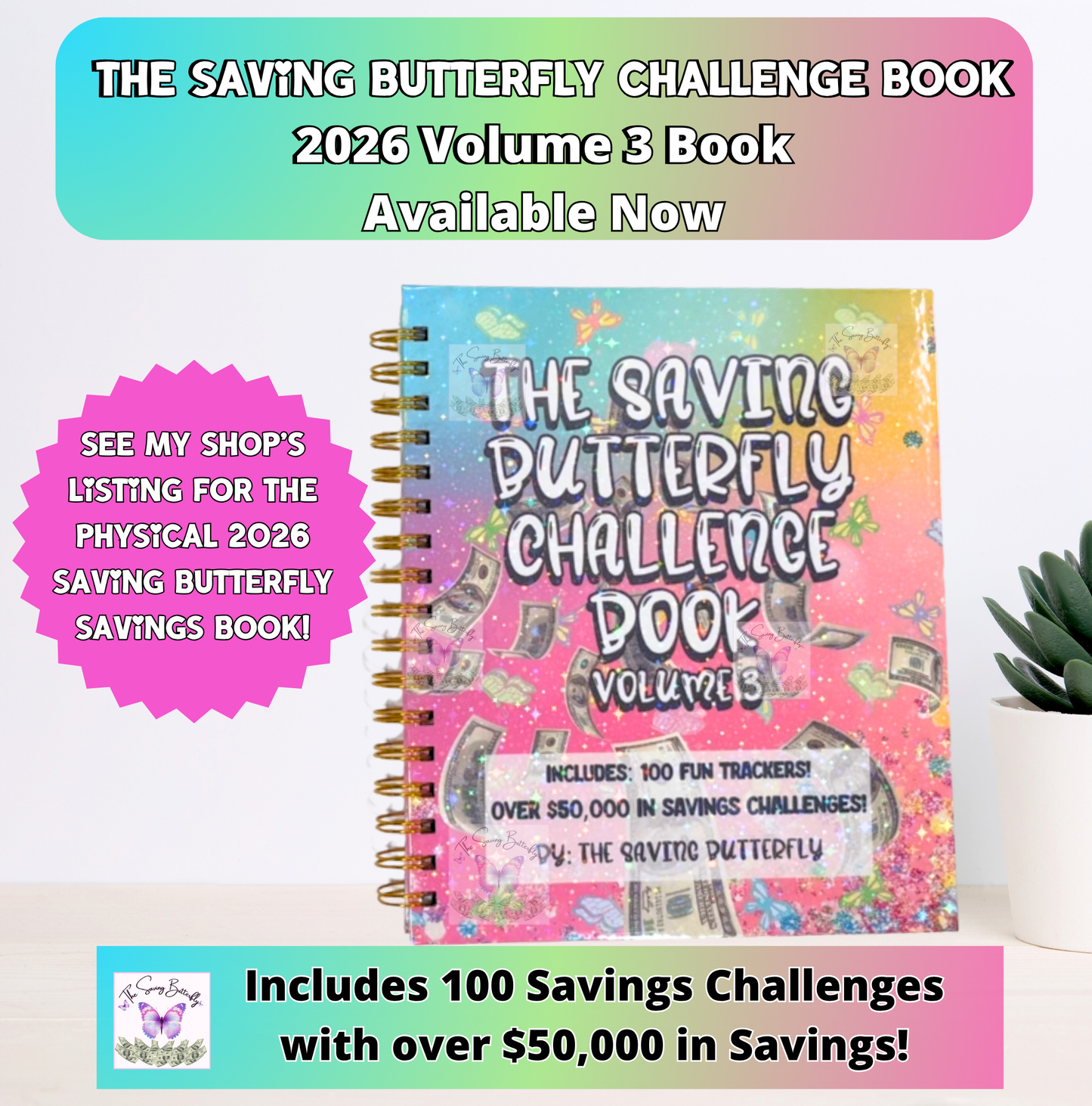 Cash Envelope Insert Set For the Saving Butterfly Challenge Book 2026