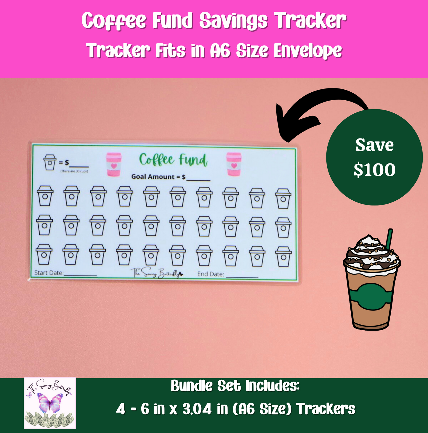 Coffee Savings Challenge Bundle Set A6 Size