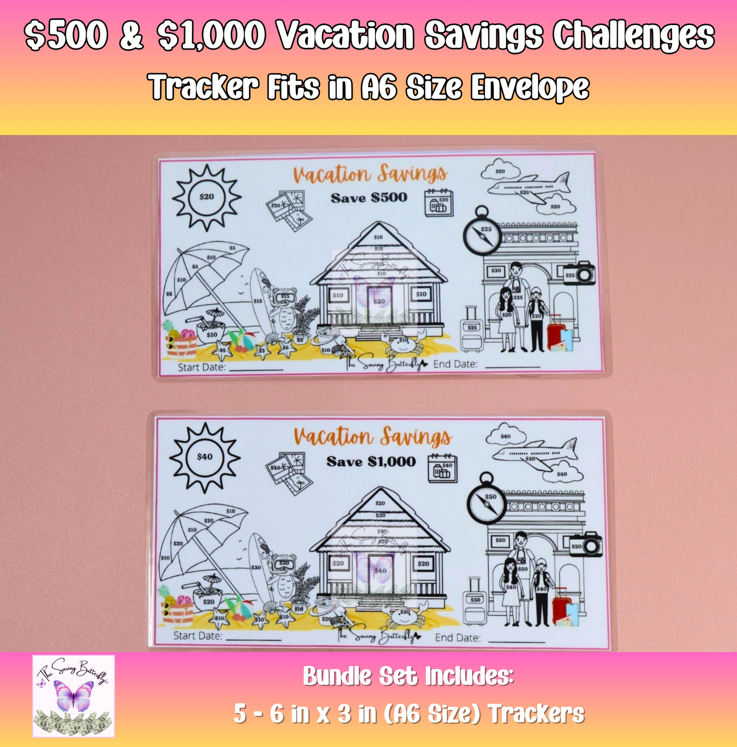 Vacation Savings Challenge Bundle Set A6 Size