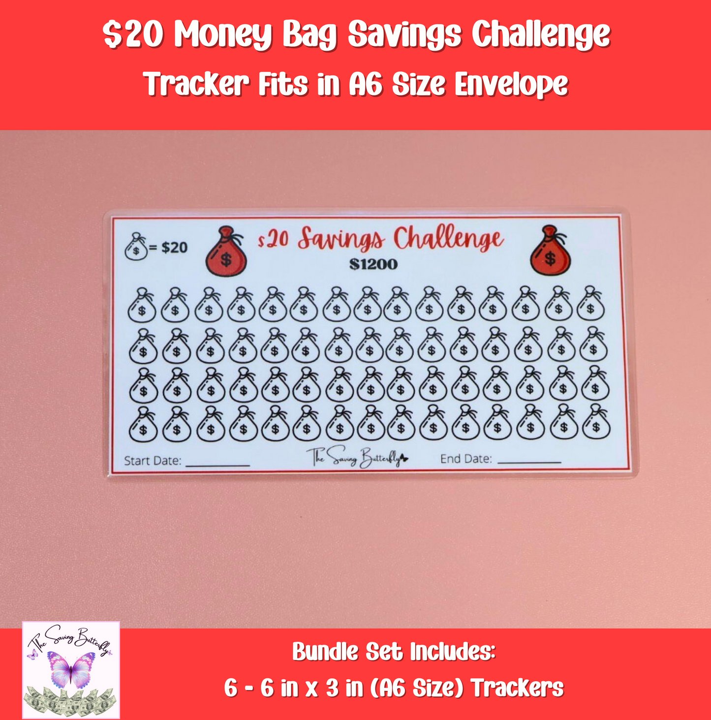 Money Bag Savings Challenge Bundle Set A6 Size