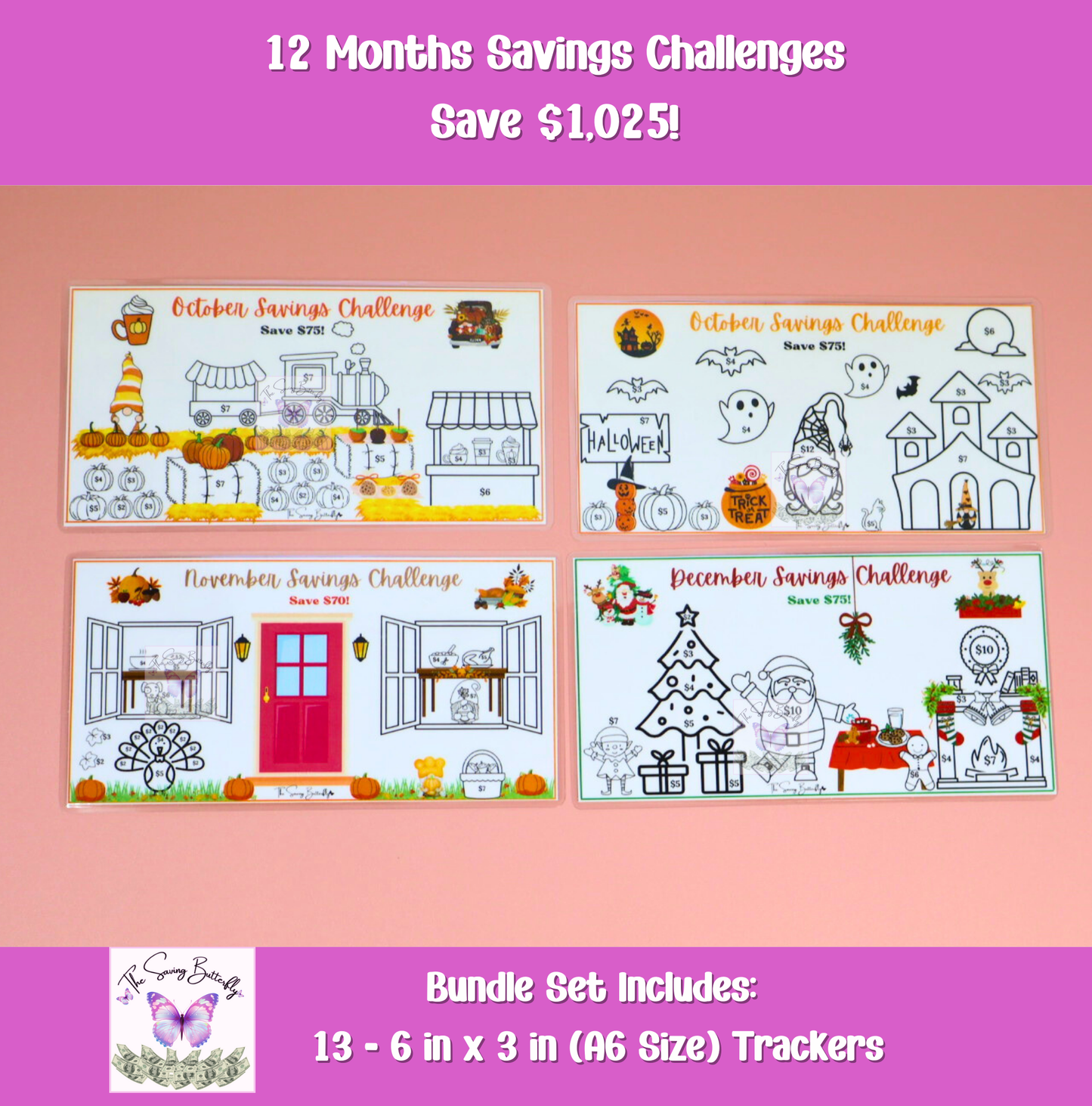 12 Month Savings Challenge Tracker Bundle