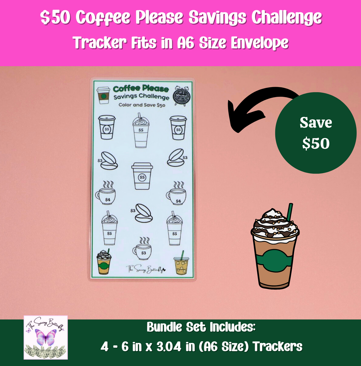 Coffee Savings Challenge Bundle Set A6 Size