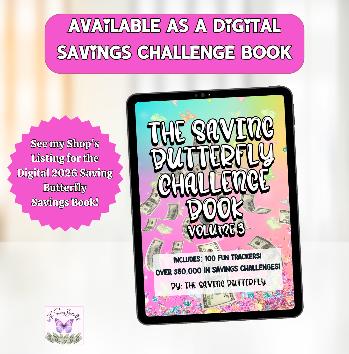 Cash Envelope Insert Set For the Saving Butterfly Challenge Book 2026