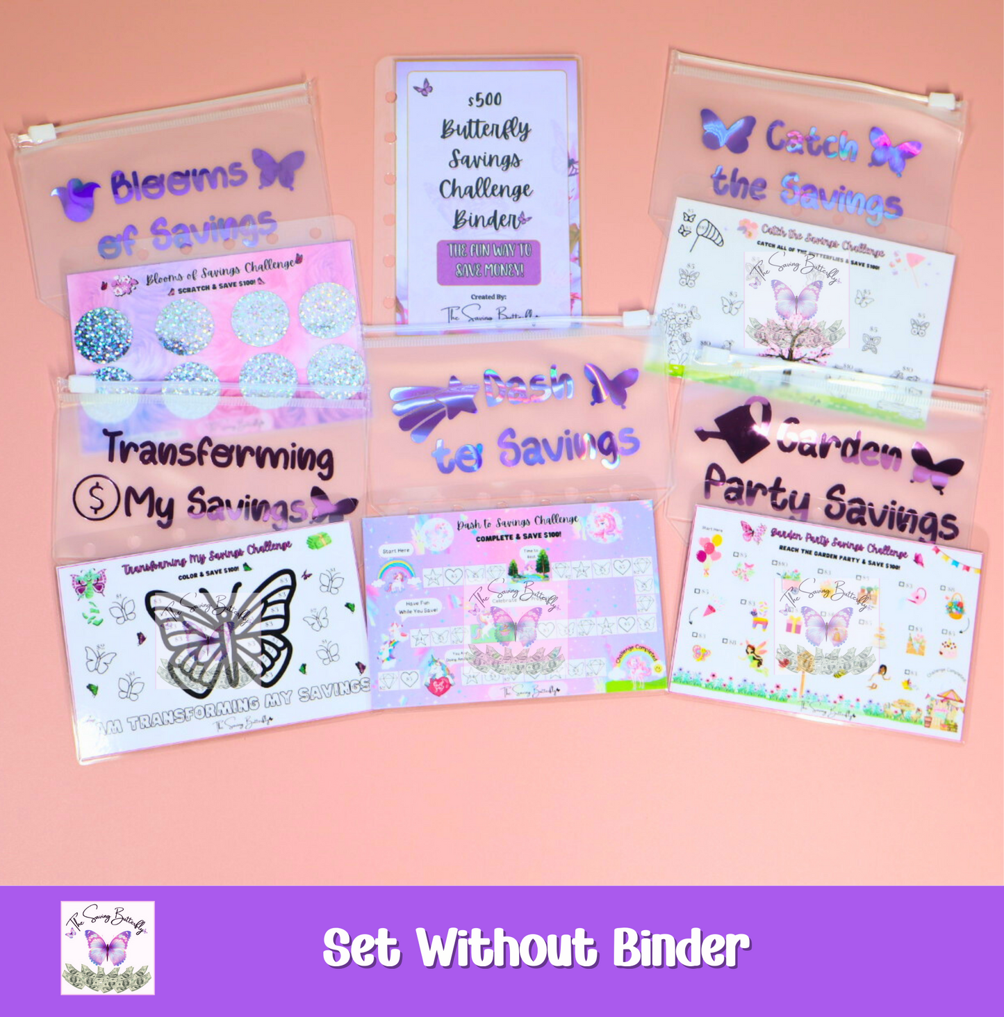 $500 Mini Butterfly Savings Challenge Binder Set