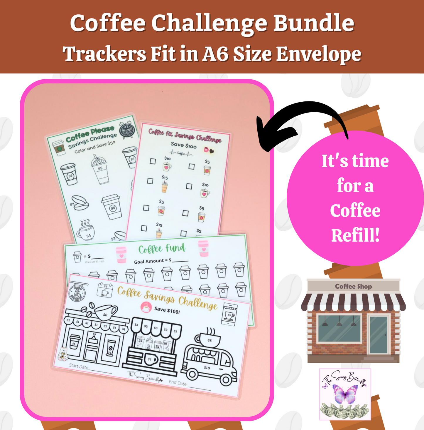 Coffee Savings Challenge Bundle Set A6 Size