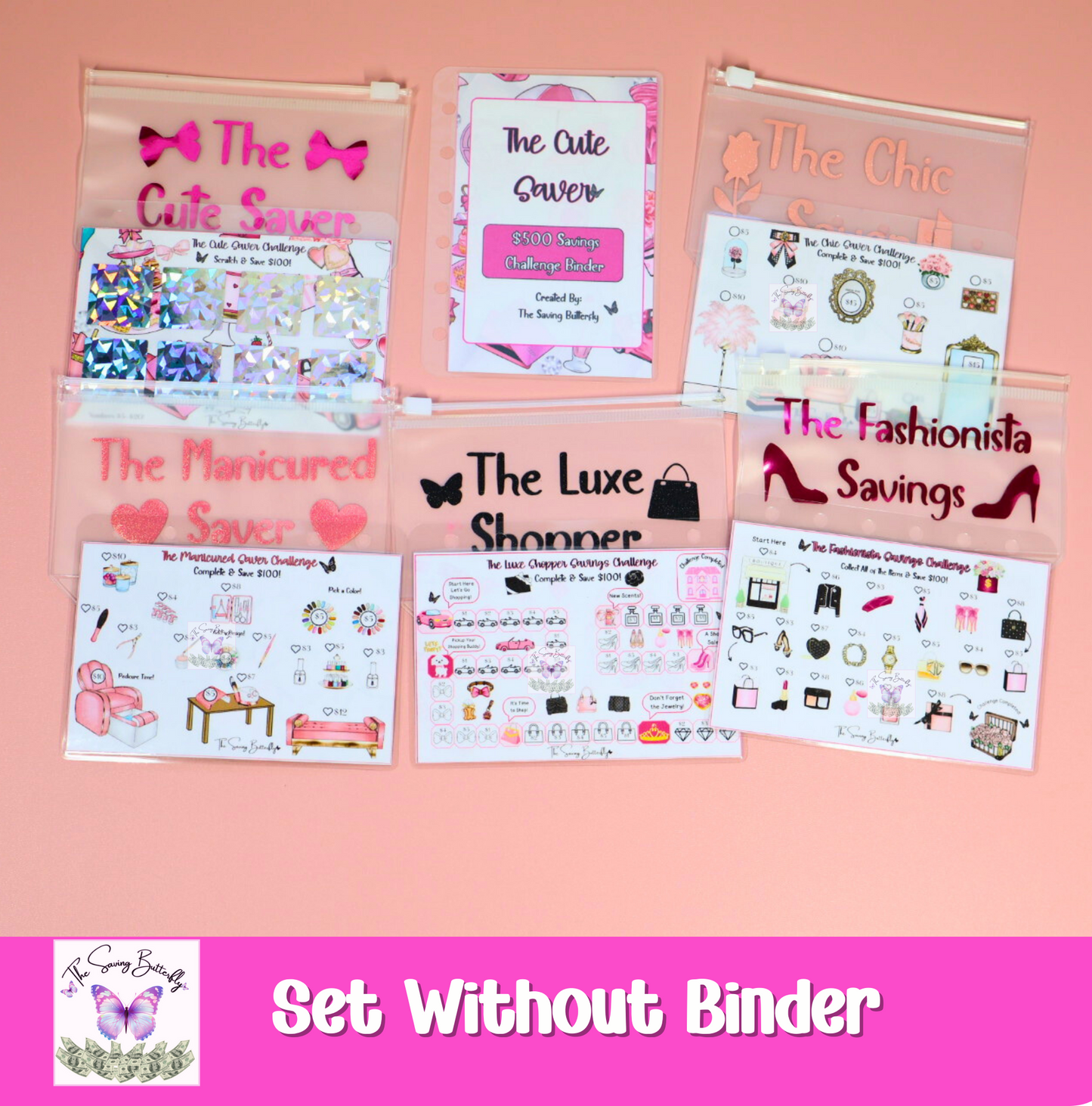 $500 Cute Saver - Mini Savings Challenge Binder Set