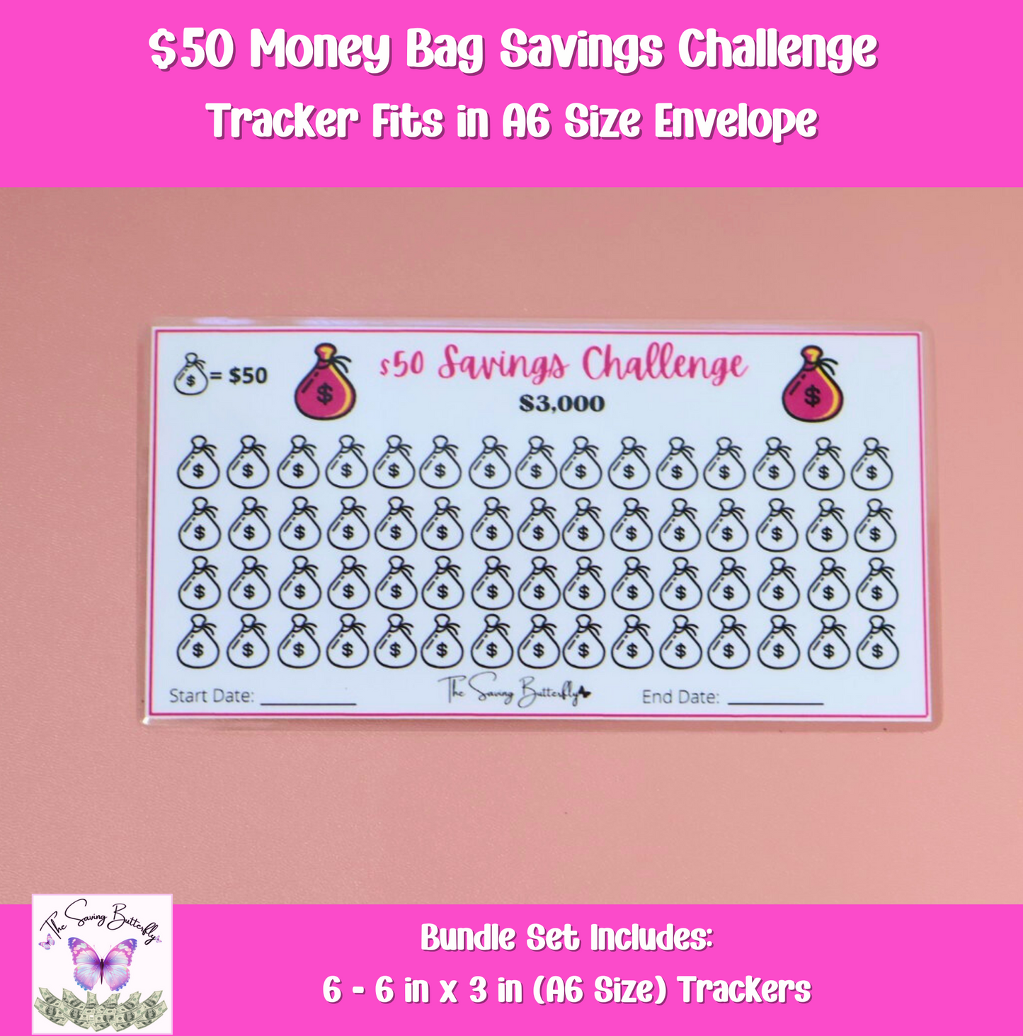 Money Bag Savings Challenge Bundle Set A6 Size